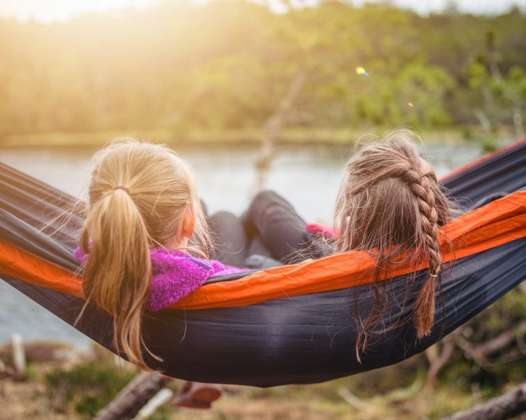 two girls on hammock