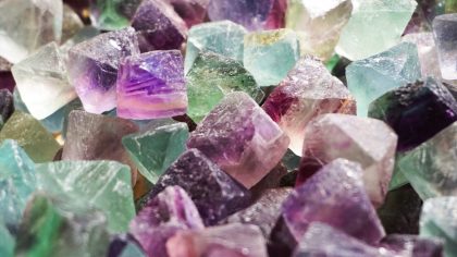 different colored fluorite crystals