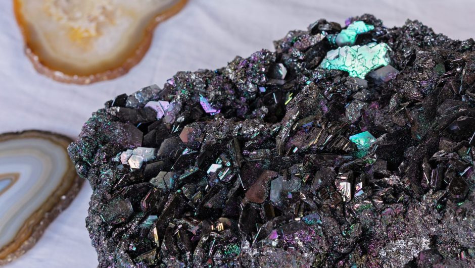 Rare Silicon Carbide Moissanite mineral colorful stone. Moissanite natural carbon silicide.