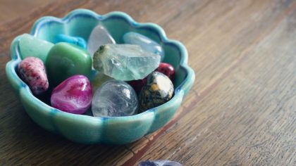 precious gemstones in a bowl