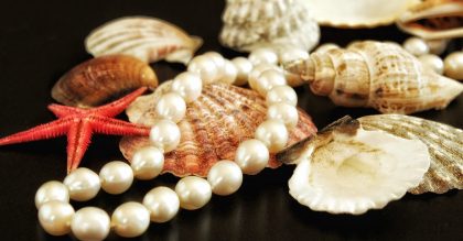 pearl bracelet with shells and starfish