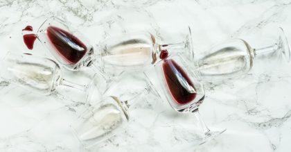 Fancy a glass of wine in a marble background