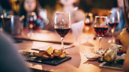 dining with red wine