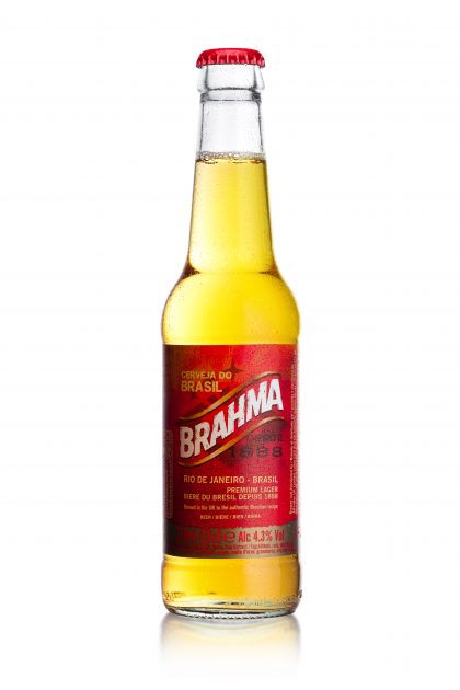 LONDON, UK - JANUARY 10, 2018: Cold Bottle of Brahma Brazilian b