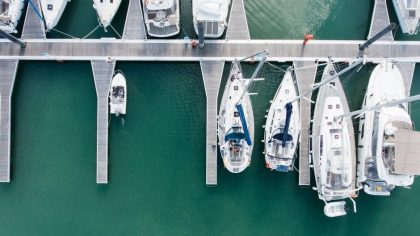 anchored luxury yachts