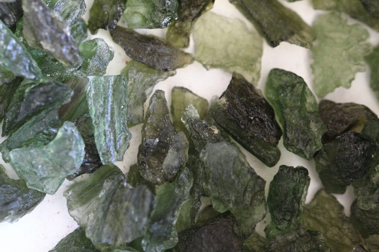 green moldavite mineral collection as nice natural background